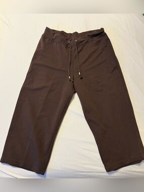 GreenTea Brown Drawstring Capri Jogger Pants | Women’s Large